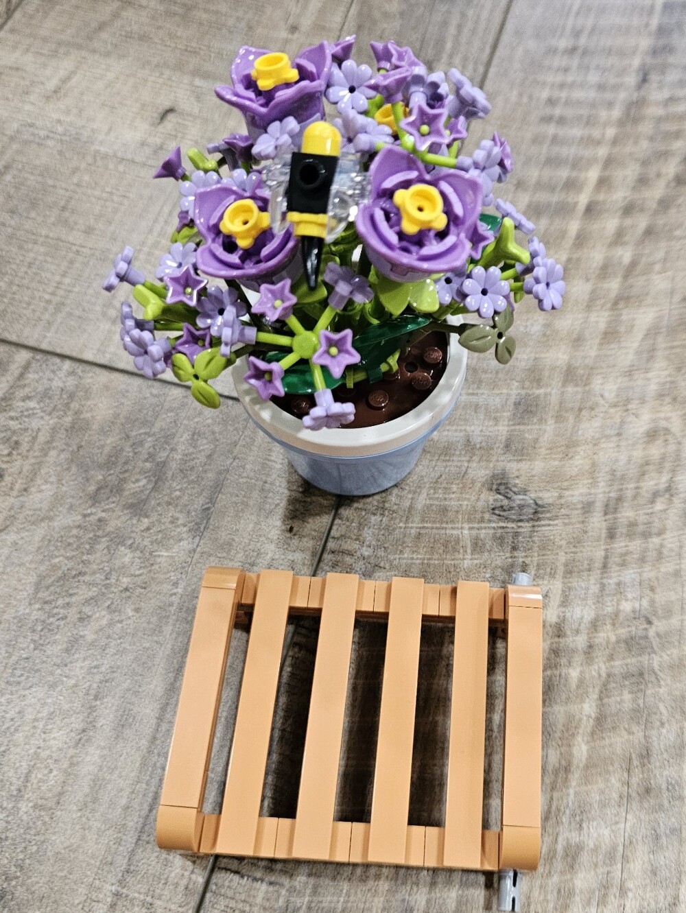 4/$10 Max Blocks Potted Purple Flower Plant with Brown Pallet Building Toy